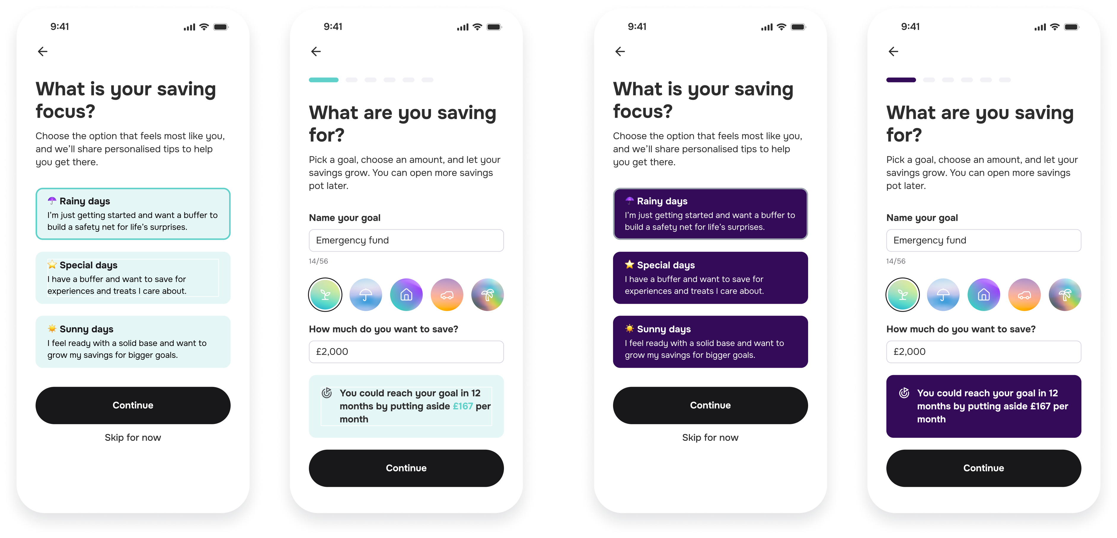 Left - **`Card`** set to Sync *Accent Turquoise* and **`useCardLightText`** left empty. Right - **`Card`** set to a dark purple and **`UseCardLightText`** set to **`YES`**