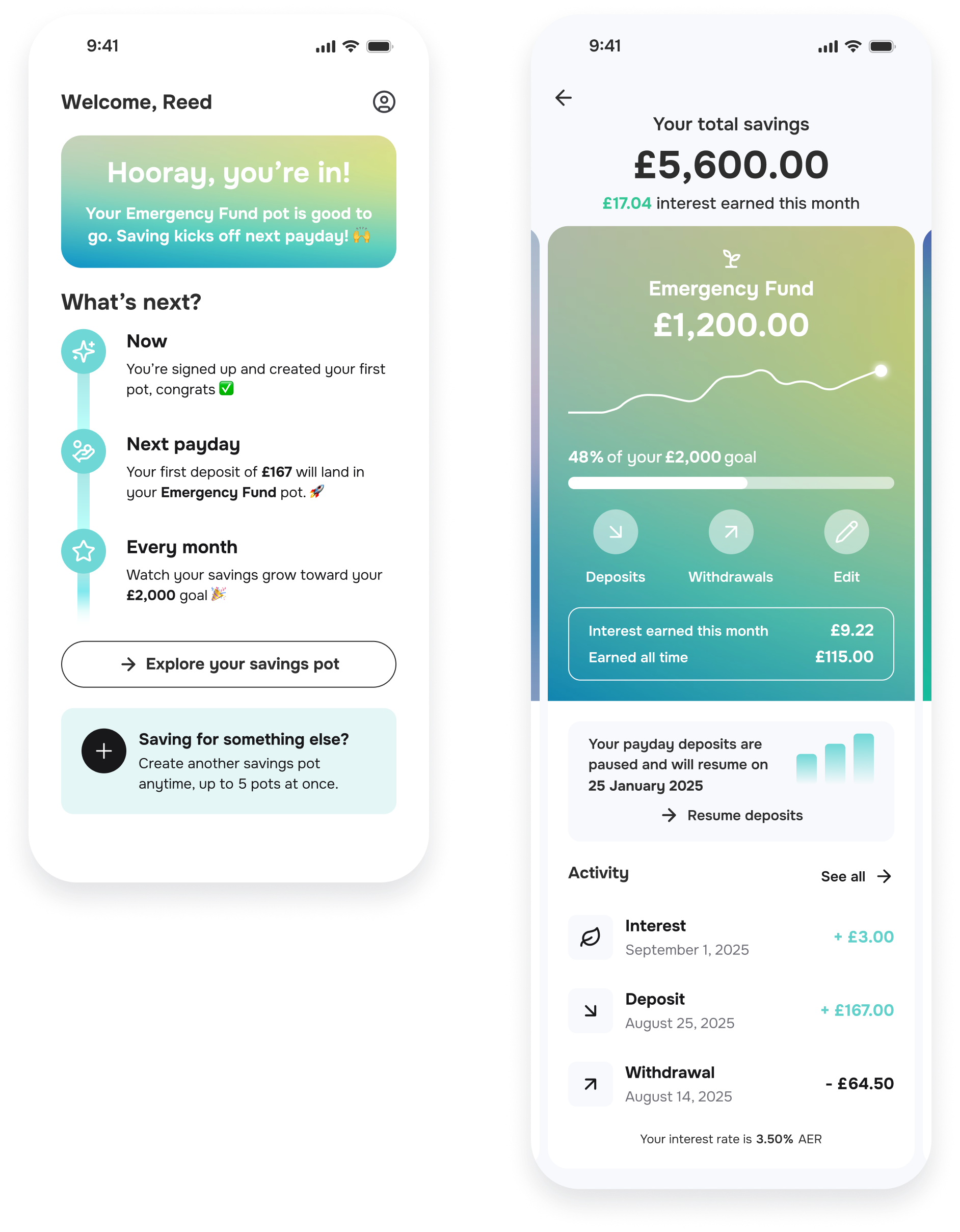 Onboarding Complete screen’s NextSteps, Dashboard’s NextDeposit graphic and Transactions Item’s highlight text